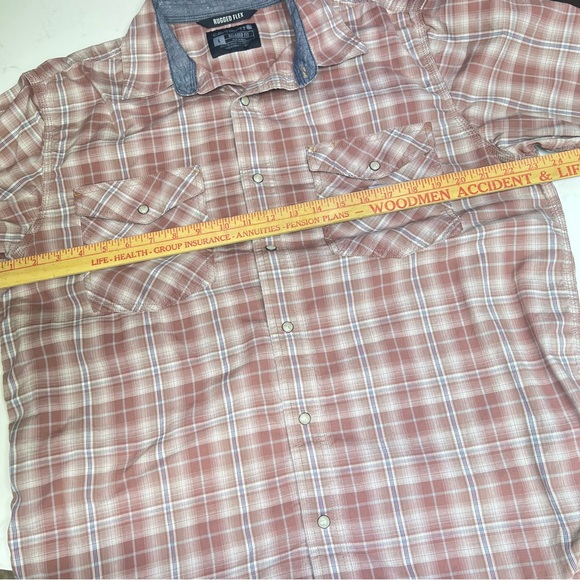 Carhartt Rugged Flex Nutmeg Plaid Relaxed Short Sleeve Snap Western Shirt - Sz L - Picture 13 of 16